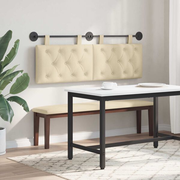 vidaXL H&auml;ngevorderseite Wandmontiert Creme 130 x 55 x 7 cm Stoff