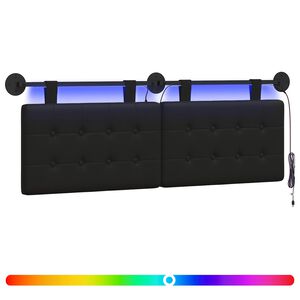 vidaXL H&auml;ngendes Kopfteil Mit LED Licht Schwarz Kunstleder