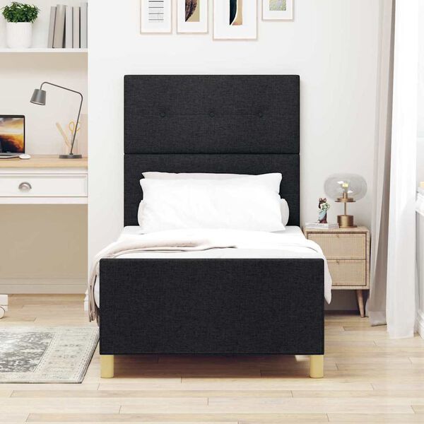 vidaXL Bettgestell mit Kopfteil Schwarz 90 x 190 cm Stoff