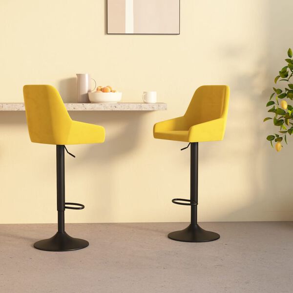 vidaXL Barhocker 2 Stk. Senfgelb Samt