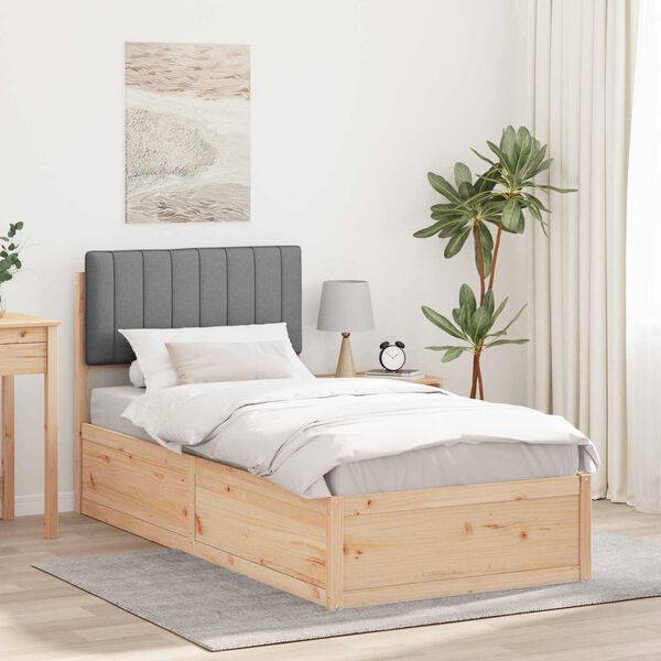 vidaXL Bettgestell mit gepolstertem Kopfteil Hellgrau 90 x 190 cm