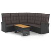 vidaXL 2-tlg. Garten-Lounge-Set mit Kissen Schwarz Poly Rattan