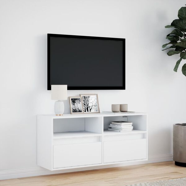vidaXL TV-Wandschrank mit LED-Beleuchtung Wei&szlig; 100x31x45 cm
