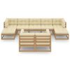 vidaXL 9-tlg Garten-Lounge-Set mit Kissen Honigbraun Massivholz Kiefer