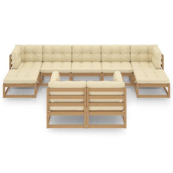 vidaXL 9-tlg Garten-Lounge-Set mit Kissen Honigbraun Massivholz Kiefer