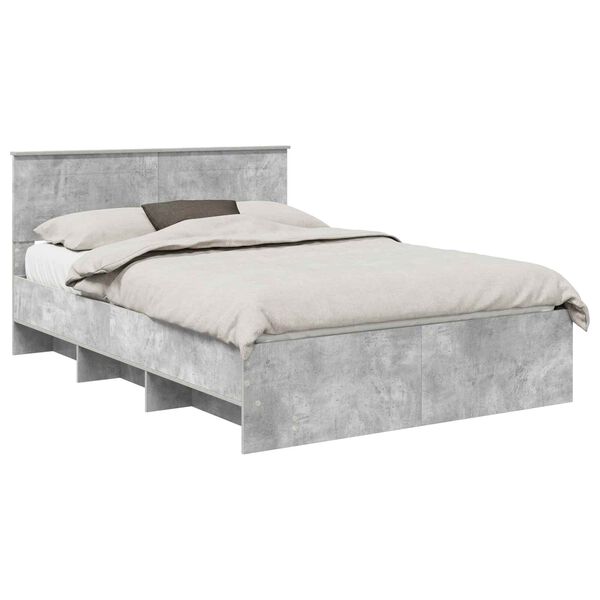 vidaXL Bettrahmen mit Kopfteil Beton Grau 150 x 200 cm Holzwerkstoff