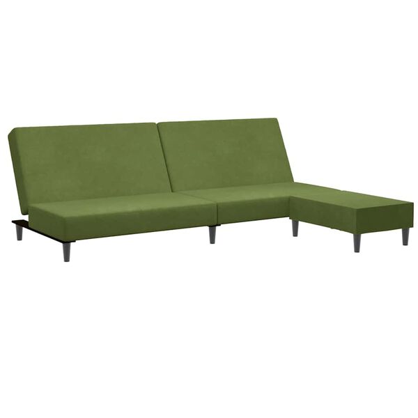 vidaXL Schlafsofa 2-Sitzer mit Fu&szlig;hocker Hellgr&uuml;n Samt
