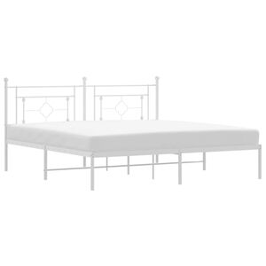 vidaXL Bettgestell mit Kopfteil Metall Wei&szlig; 183x213 cm