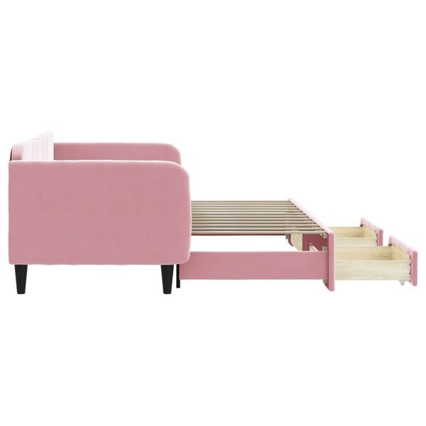 vidaXL Tagesbett Ausziehbar mit Schubladen Rosa 90x200 cm Samt