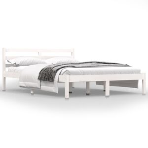 vidaXL Massivholzbett Kiefer 135x190 cm Wei&szlig;