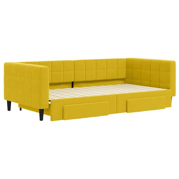 vidaXL Tagesbett Ausziehbar mit Schubladen Gelb 100x200 cm Samt