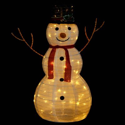 vidaXL LED-Schneemann Weihnachtsfigur Luxus-Stoff 90 cm