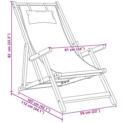 vidaXL Strandstuhl Klappbar Beige Massivholz Eukalyptus und Stoff