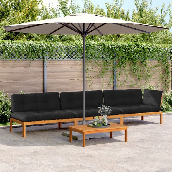 vidaXL 4-tlg. Garten-Sofagarnitur aus Paletten mit Kissen Akazienholz