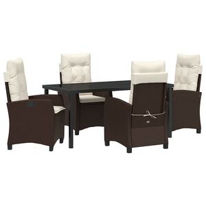 vidaXL Garten Essgruppe mit Kissen 5 pcs Braun Poly-Rattan