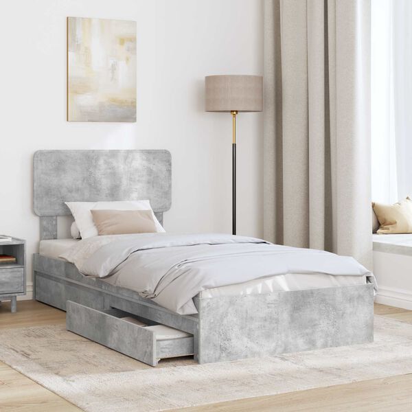 vidaXL Aufbewahrungsbett Beton Grau 90 x 200 cm Holzwerkstoff