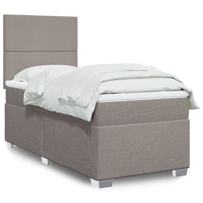 vidaXL Boxspringbett mit Matratze Taupe 100x200 cm Stoff