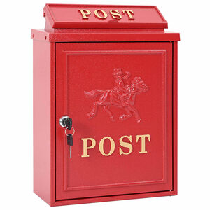 vidaXL Wandmontierter Briefkasten Rot 29 x 13 x 41 cm Gussaluminium