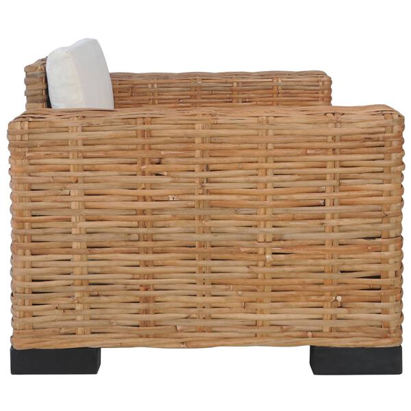 vidaXL 2-tlg. Sofagarnitur mit Auflagen Natur Rattan