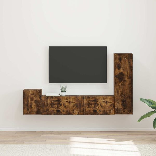 vidaXL TV-Schrankset 4 pcs Ger&auml;ucherte Eiche Holzwerkstoff