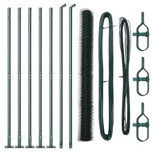 vidaXL Sechseckzaun mit Betonsockel 10 x 1,4 m PVC-beschichteter Stahl
