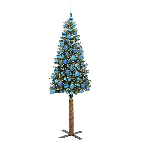 vidaXL Schlanker Weihnachtsbaum mit 300 LEDs mit St&auml;nder Gr&uuml;n 180 cm