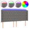vidaXL LED Kopfteil Dunkelgrau 203x16x118/128 cm Stoff