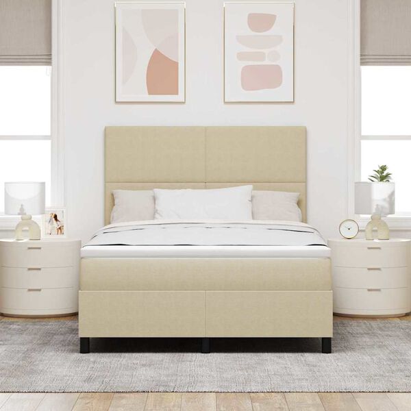vidaXL Boxspringbett Hellgrau und Wei&szlig; 140 x 200 cm Cordstoff