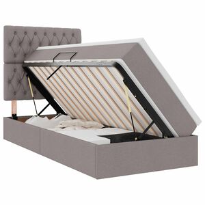 vidaXL Aufbewahrungsbett mit Matratze Taupe 90 x 200 cm Polyester
