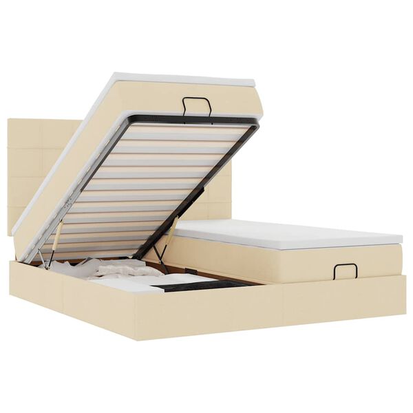 vidaXL Ottoman-Bett mit Matratzen & LEDs Creme 180x200 cm Stoff