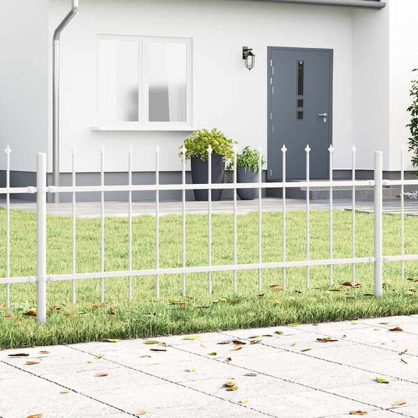 vidaXL Gartenzaun 9 pcs Wei&szlig; 15,3 x 0,6 m Pulverbeschichteter Stahl