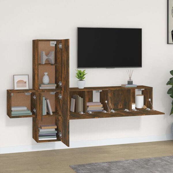 vidaXL 5-tlg. TV-Schrank-Set R&auml;uchereiche Holzwerkstoff