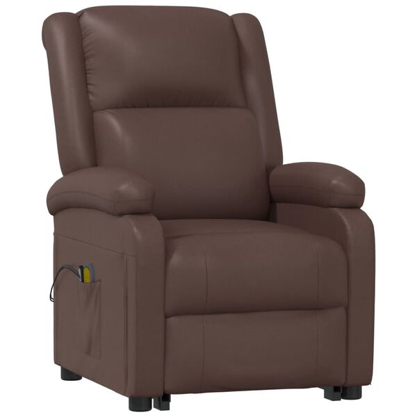 vidaXL Massagesessel mit Aufstehhilfe Braun Kunstleder