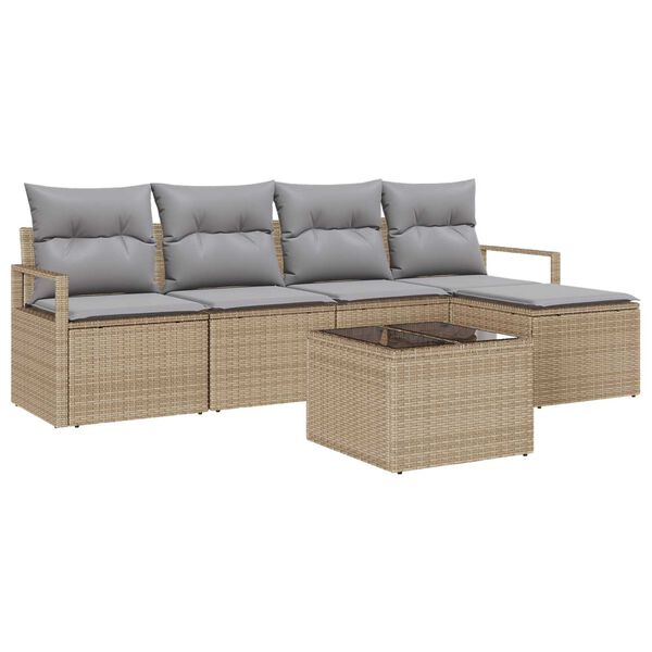 vidaXL Garten-Sofa-Set 6 pcs Beige Poly Rattan