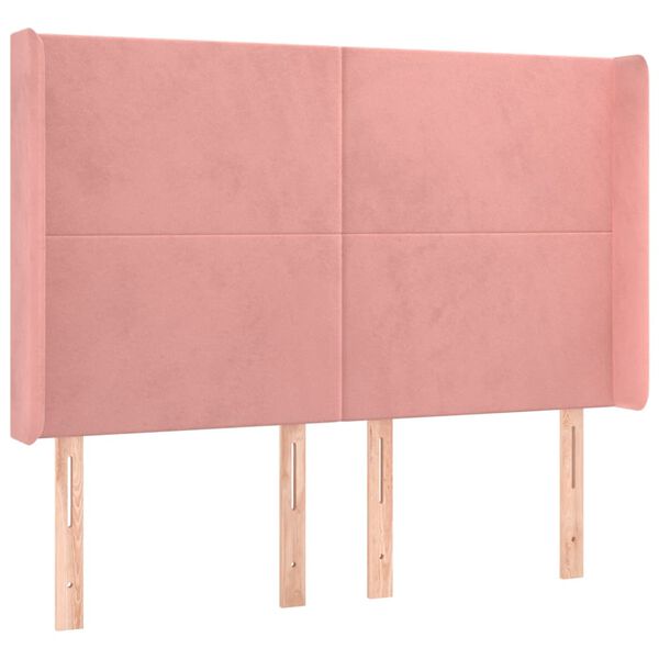 vidaXL LED Kopfteil Rosa 147x16x118/128 cm Samt