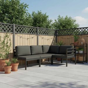 vidaXL 4-tlg. Garten-Lounge-Set mit Kissen Aluminium Anthrazit