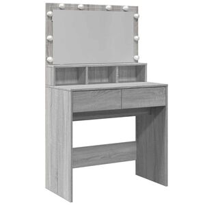 vidaXL Schminktisch mit LED-Beleuchtung Grau Sonoma 80x41x134,5 cm