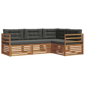 vidaXL Outdoor-Sofagarnitur mit Kissen 4 pcs Natur und Anthrazit