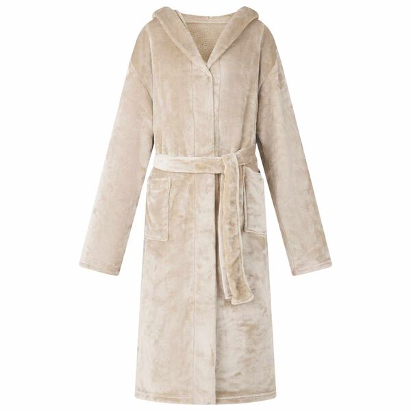 vidaXL Bademantel Hoodie Beige XL Flanell