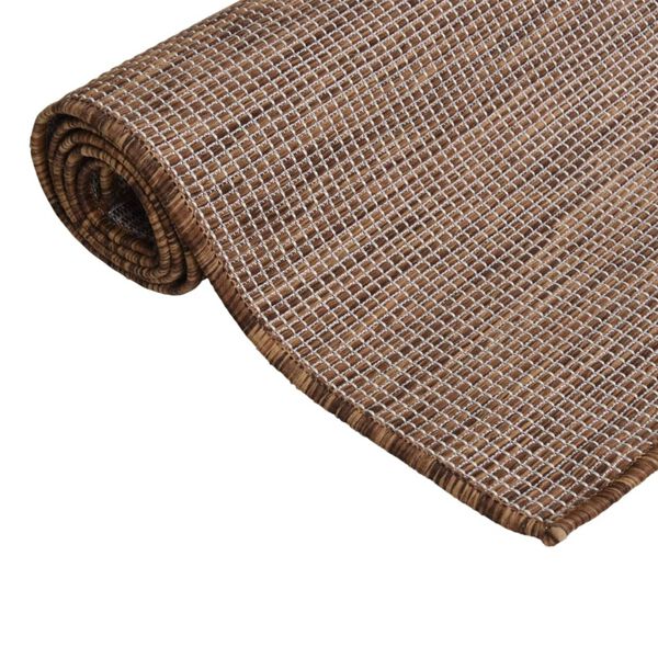 vidaXL Outdoor-Teppich Flachgewebe 100x200 cm Braun