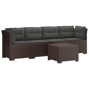 vidaXL 4-Sitzer Gartensofa mit Kissen Rattan Look PP Braun