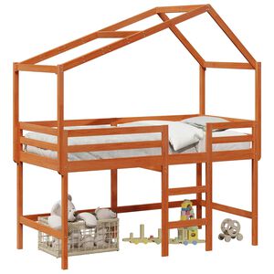 vidaXL Hochbettrahmen Wachsbraun 90 x 190 cm Massives Kiefernholz
