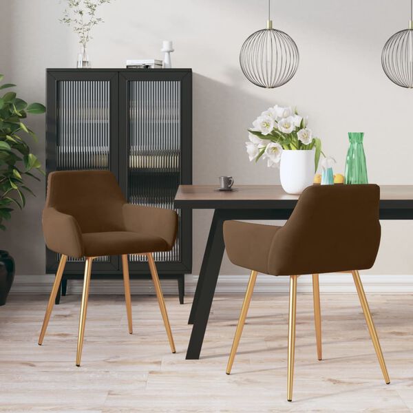 vidaXL Esszimmerst&uuml;hle 2 Stk. Braun Samt