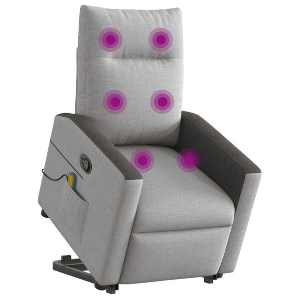 vidaXL Massagesessel mit Aufstehhilfe Wolkengrau Stoff