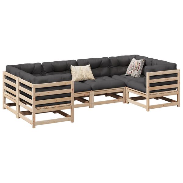 vidaXL 6-tlg. Garten-Sofagarnitur Massivholz Kiefer