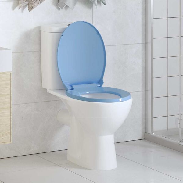 vidaXL Toilettensitz mit Absenkautomatik Blau Oval