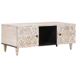 vidaXL Couchtisch Wei&szlig; 100 x 54 x 40 cm Massivholz Mango