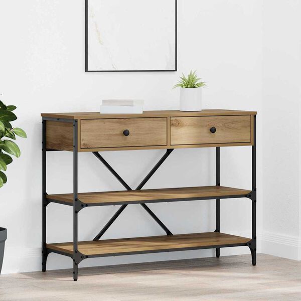 vidaXL Konsolentisch mit Schubladen Braun 100 x 34,5 x 75 cm Holz