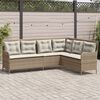 vidaXL Gartensofa in L-Form mit Kissen Beige Poly Rattan