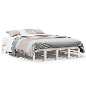 vidaXL Massivholzbett ohne Matratze Wei&szlig; 135x190 cm Kiefernholz